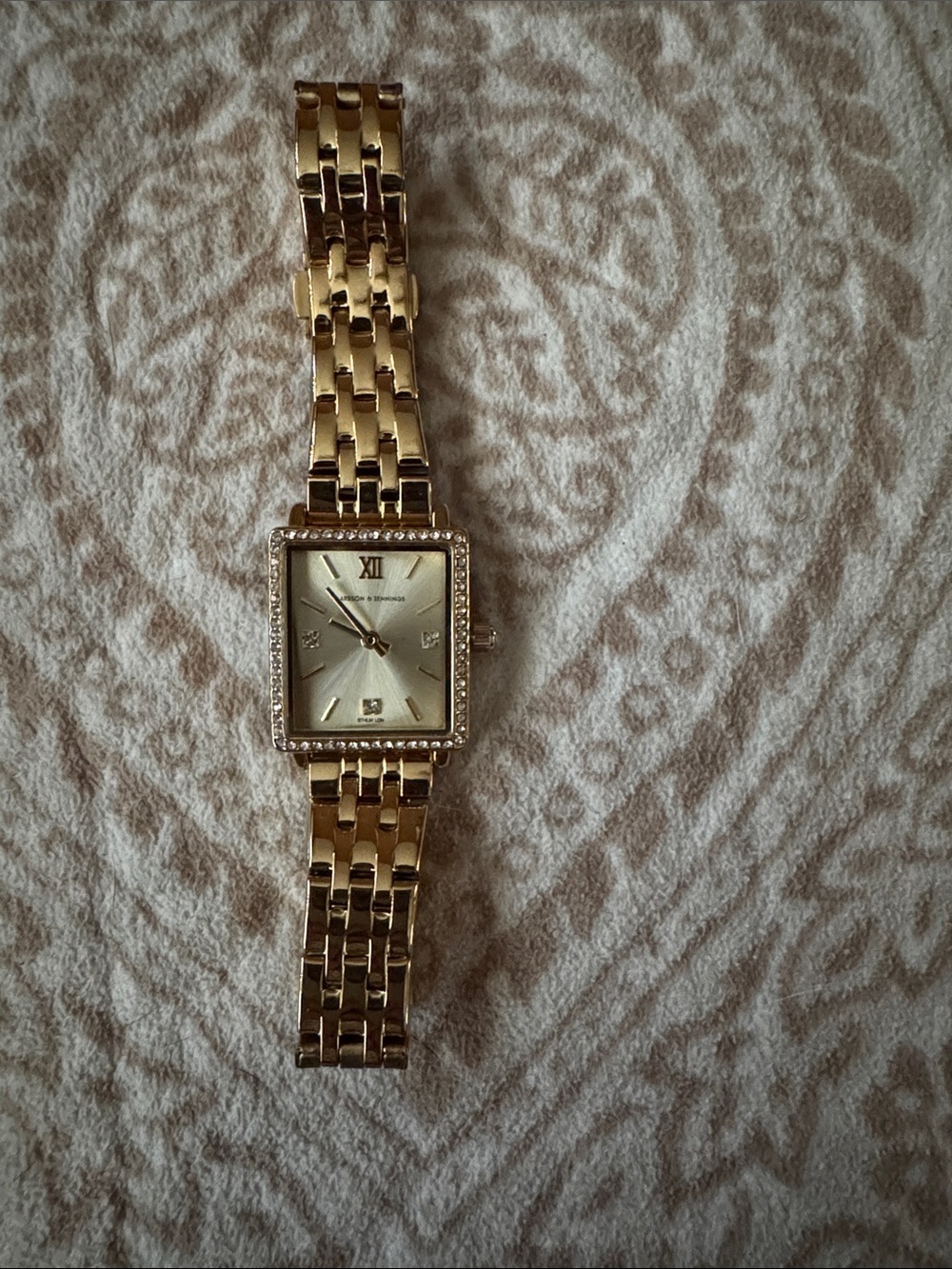 Gold-Tone Women’s Square Bracelet Watch - Elegant Crystal Accent